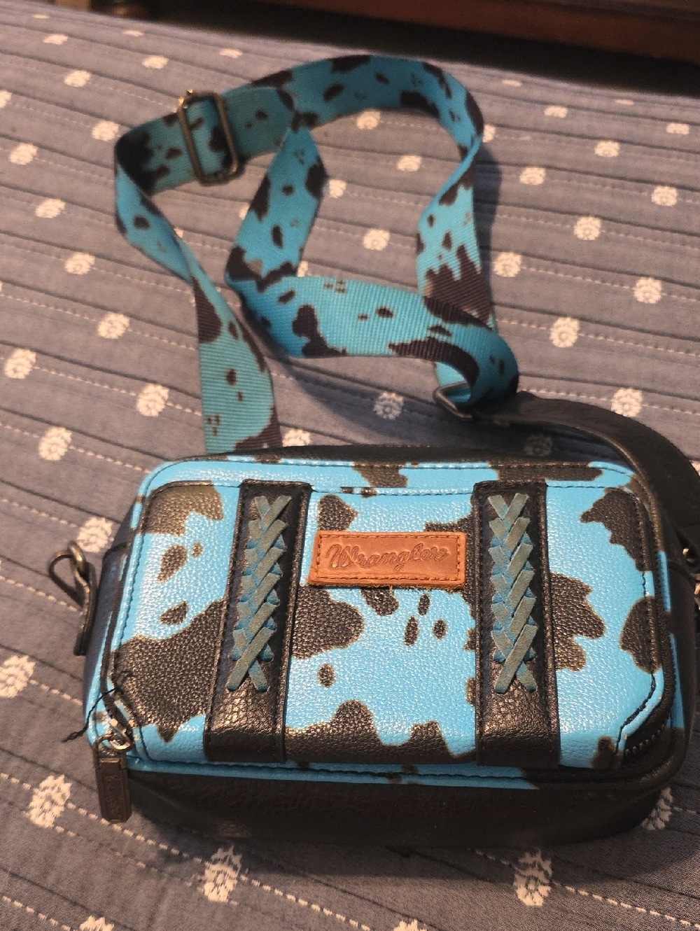 Wrangler Blue and Black Patterned Crossbody Belt Bag
